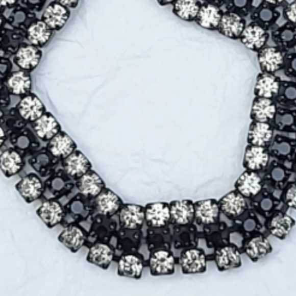 BLACK ENAMEL 3-STRAND RHINESTONE BRACELET - SHORTER LENGTH - Picture 6 of 6